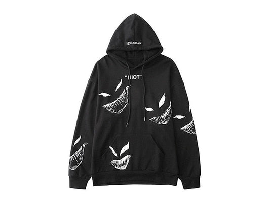Hip Hop Darkwear Mask Print Loose Hoodies Men Streetwear Techwear Pullover Hoodie Sweatshirt Tops Streetwear-0